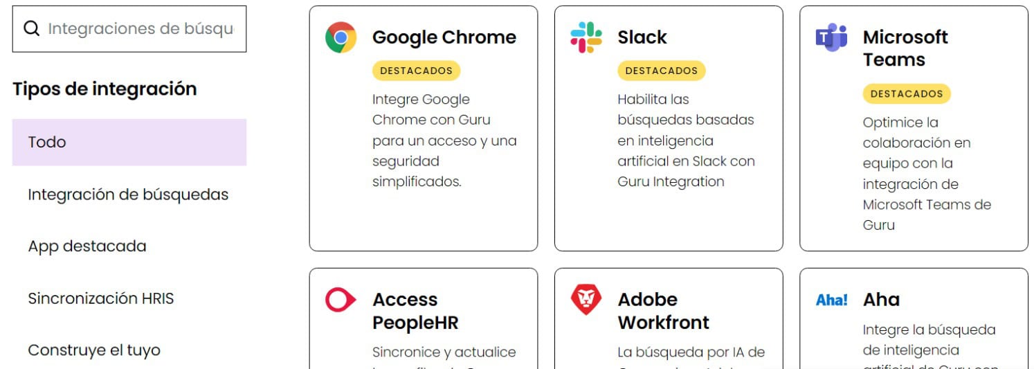 integraciones getguru